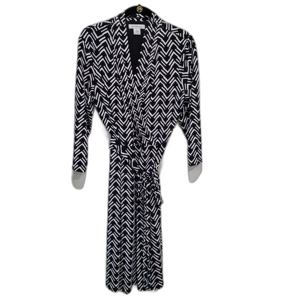 Black & White Wrap Look Dress - Size Large